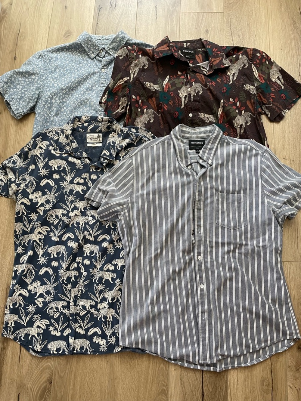 Bundle lot four bonobos all over print AOP floral Hawaiian animal all L slim